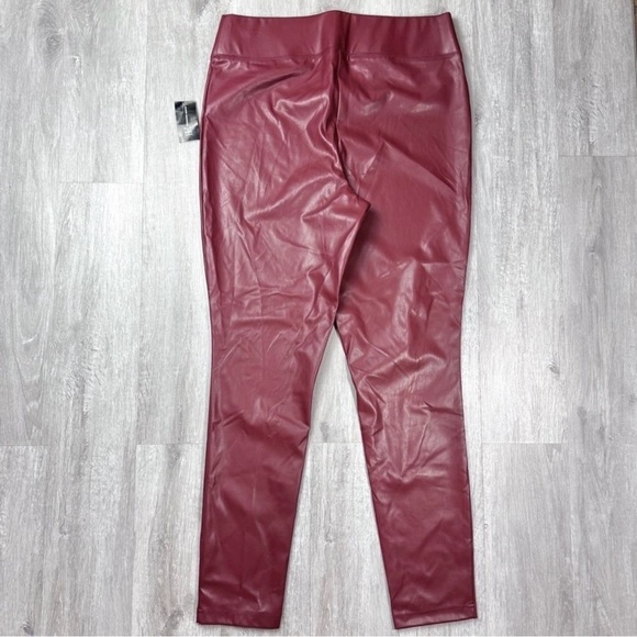 INC International Concepts Burgundy Red Leather Leggings 4 - Picture 4 of 5
